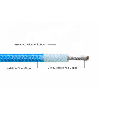 UL3122 Fiberglass Braided Wire with 300V Rated Voltage and 200C High Temperature Silicone Rubber Insulation and Tinned Copper Conductor