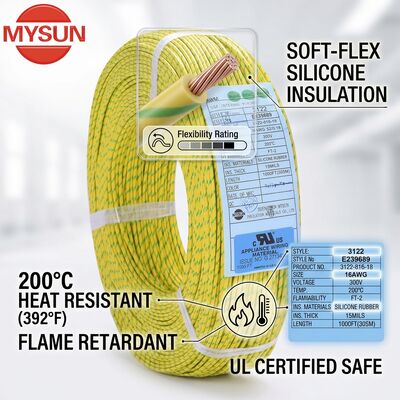 Superflexible Silicone Isolierte Hook Up Draht 600V 200C Weicher Hochtemperaturwiderstand UL3135